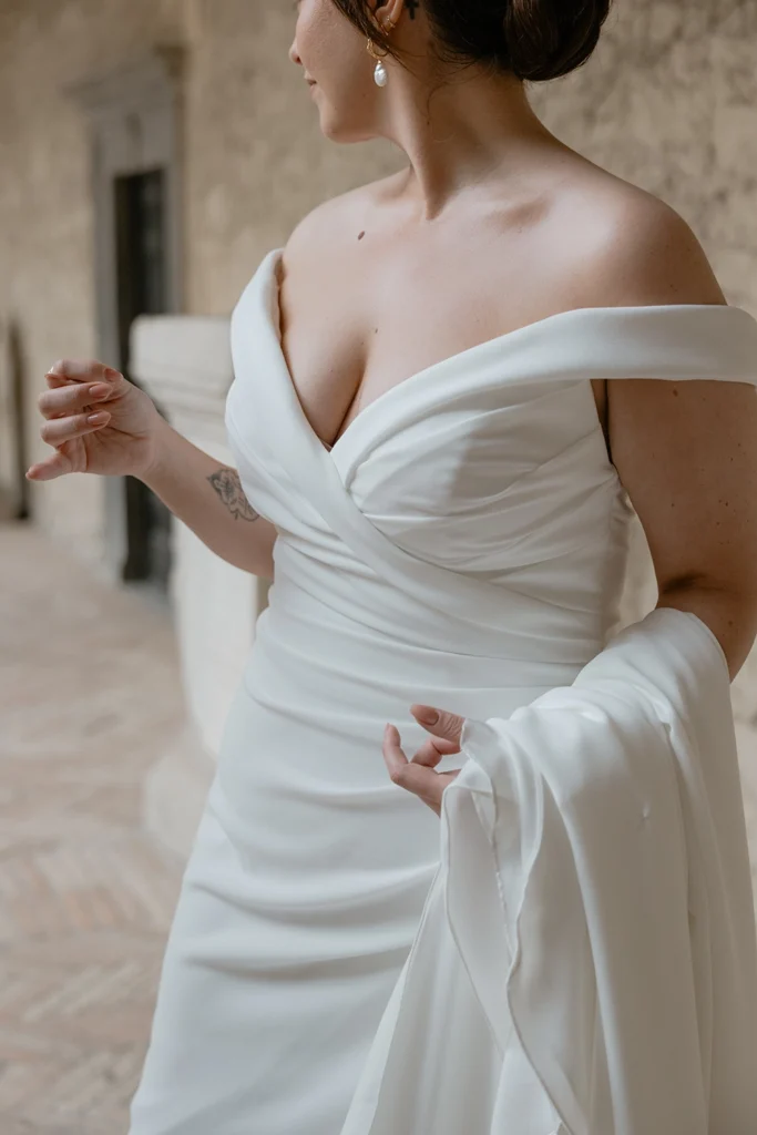 detail of a bride dress